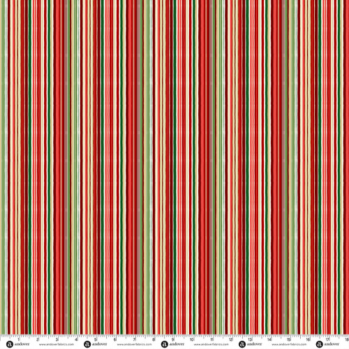 Evergreen Elegance by Makower UK Stripe Red