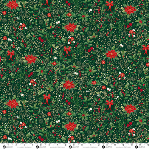 Evergreen Elegance by Makower UK Ornate Dark Green