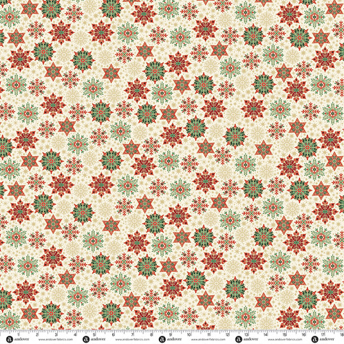 Evergreen Elegance by Makower UK Snowflake Cream