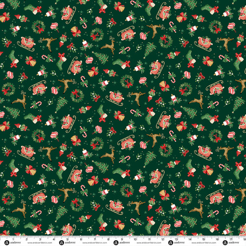 Evergreen Elegance by Makower UK Embellish Green