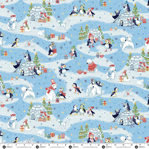 Frosty Friends by Makower UK Gathering Blue