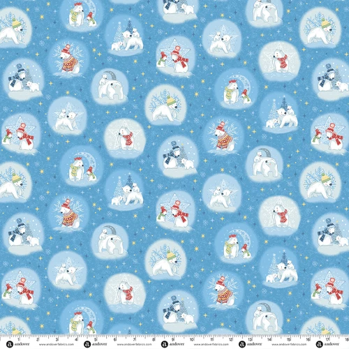Frosty Friends by Makower UK Snow Globe Mid Blue