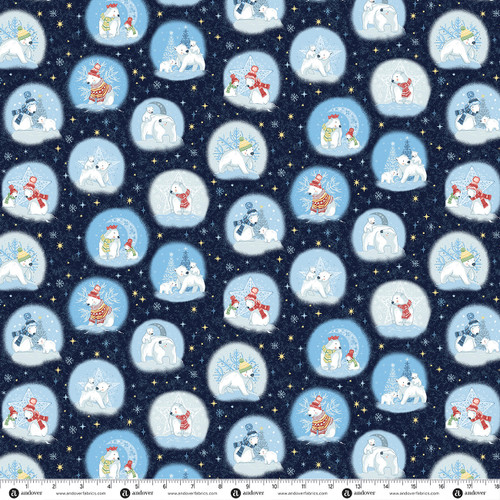 Frosty Friends by Makower UK Snow Globe Dark Blue