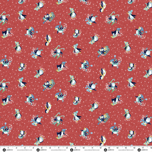 Frosty Friends by Makower UK Penguins Red