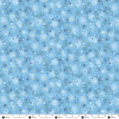Frosty Friends by Makower UK Sparkle Mid Blue