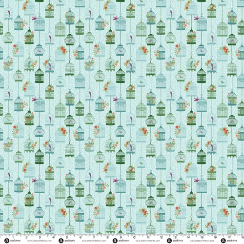 Victorian Garden by Makower UK Bird Haven Blue