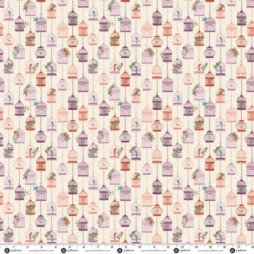 Victorian Garden by Makower UK Bird Haven Pink