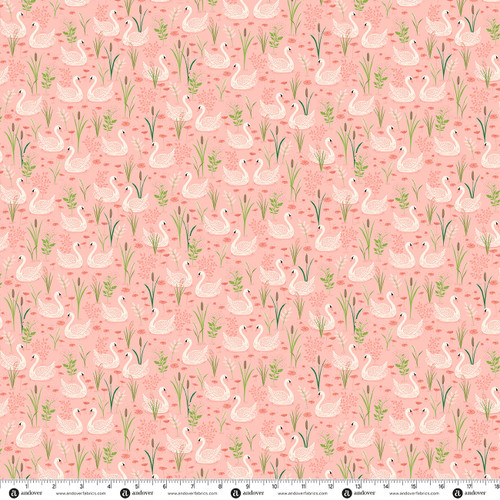 Victorian Garden by Makower UK Swan Lake Pink