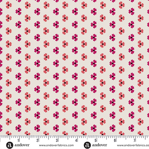 Mystic Meadow by Nancy Rink Abstract Flower Cream Abstract Flower Cream Red