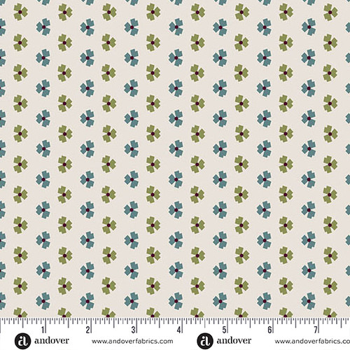 Mystic Meadow by Nancy Rink Abstract Flower Cream Abstract Flower Cream Teal