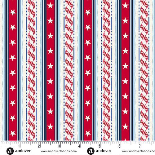 Americana by Andover Fabrics Stripe Red
