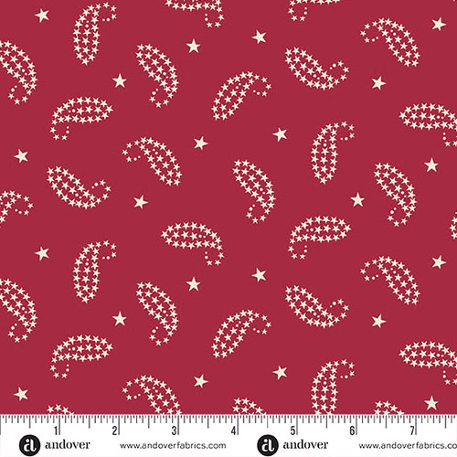 Americana by Andover Fabrics Paisley Red