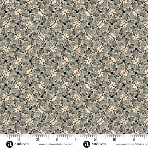 Nightfall by Andover Fabrics Whirly Gig Cream Whirly Gig Black