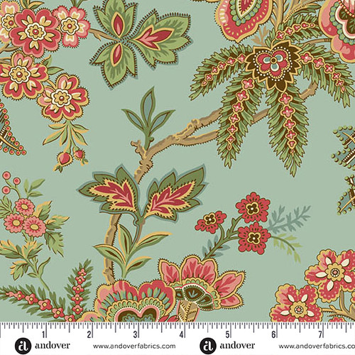 Jingle Bell by Laundry Basket Quilts Ornamental Garden Vintage Blue