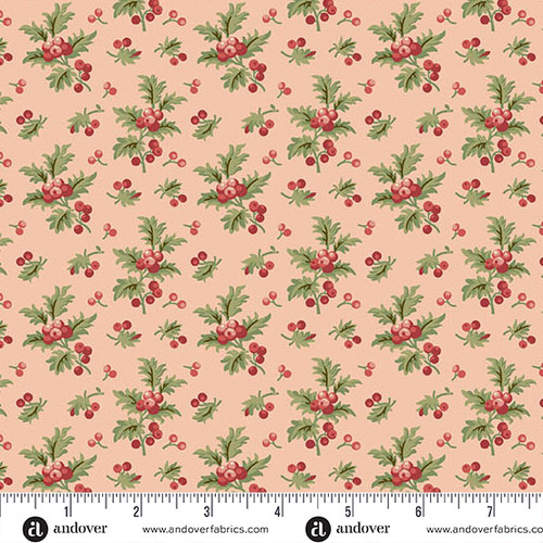 Jingle Bell by Laundry Basket Quilts Holly Branch Strawberry Crème