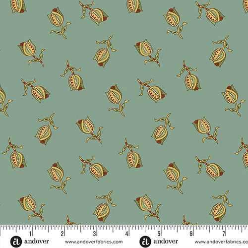 Jingle Bell by Laundry Basket Quilts Ornamental Tulips Vintage Blue