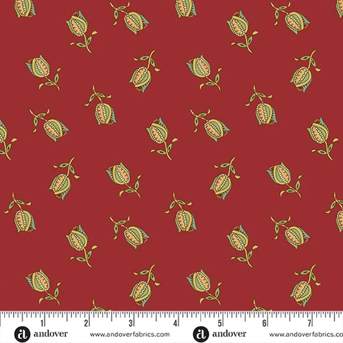 Jingle Bell by Laundry Basket Quilts Ornamental Tulips Cranberry