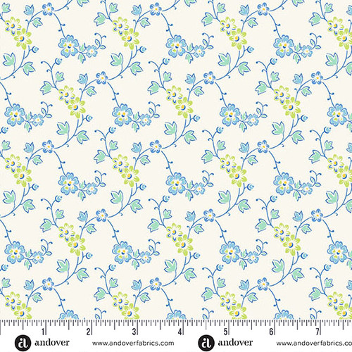 Beloved Blossoms by Andover Fabrics Meander Sky