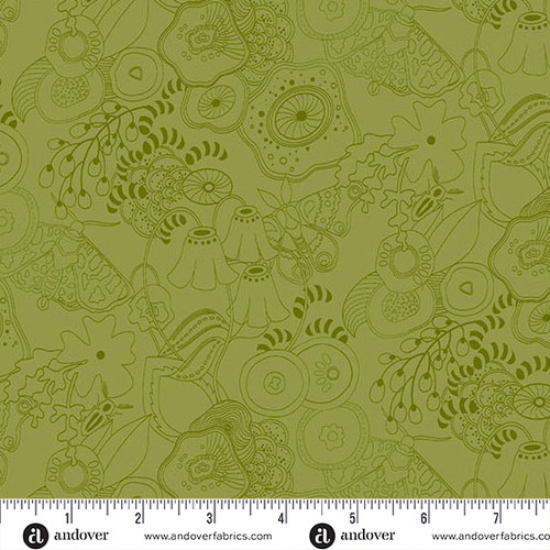 Color Camp - Grove by Alison Glass Tangle Muted Toad