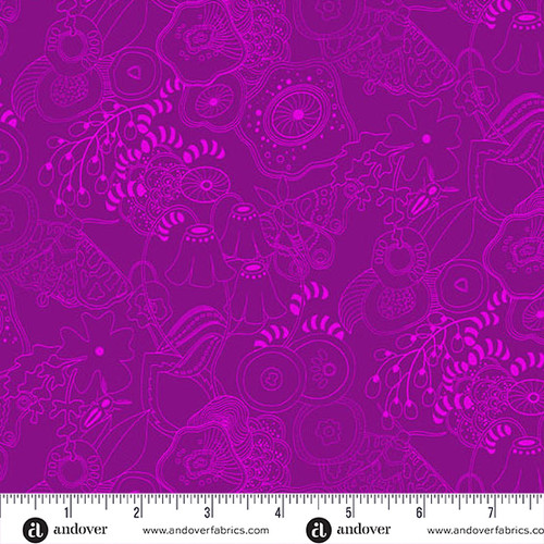 Color Camp - Bloom by Alison Glass Tangle Dark Amethyst