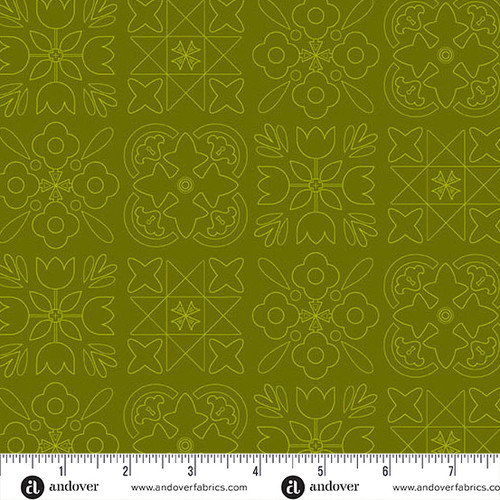 Color Camp - Grove by Alison Glass Bandana Dark Toad