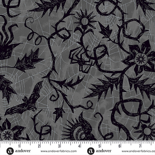 Nevermore by Andover Fabrics Vine Spiderweb Gray