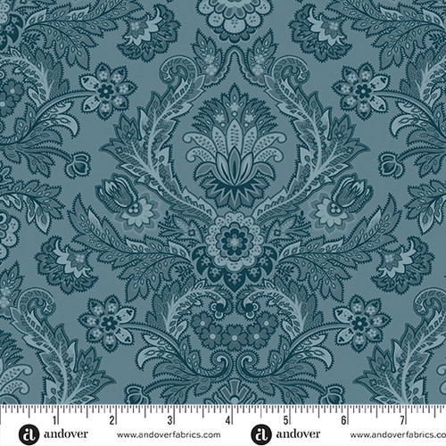Moonlight Roses by Andover Fabrics Mirrored Medallion Blue