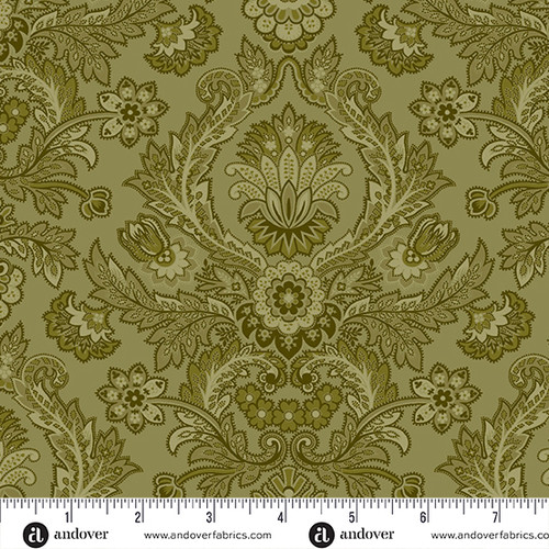 Moonlight Roses by Andover Fabrics Mirrored Medallion Green