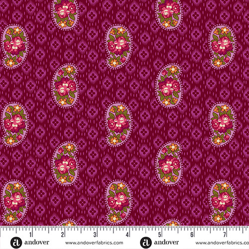 Moonlight Roses by Andover Fabrics Paisley Ikat Pink