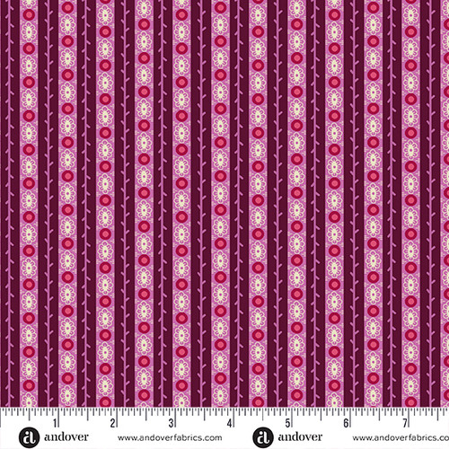 Moonlight Roses by Andover Fabrics Stripe Pink