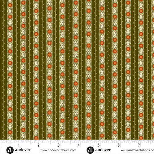 Moonlight Roses by Andover Fabrics Stripe Green