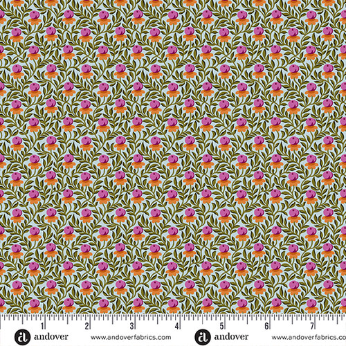 Moonlight Roses by Andover Fabrics Buds Blue