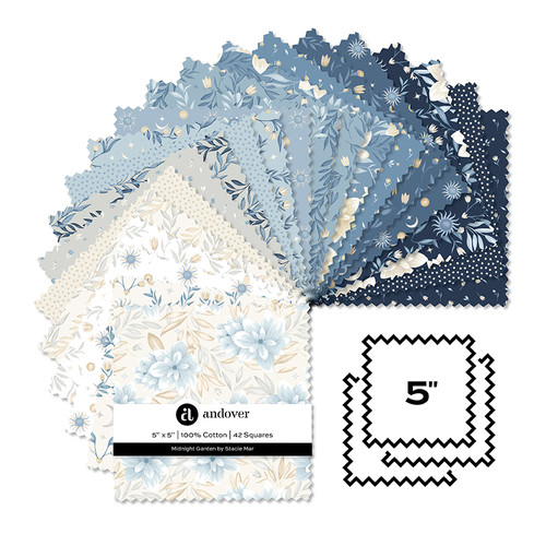 Midnight Garden - 5 Inch Square - 42 Cuts Each