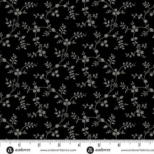 Pumpkin Licorice by Andover Fabrics Floral Vines Licorice