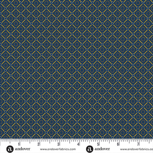 Indigo Cheddar II by Andover Fabrics Circles in Diamonds Indigo