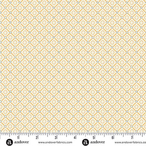 Indigo Cheddar II by Andover Fabrics Circle in Diamonds Cream