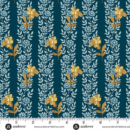 Beach House by Laundry Basket Quilts Blue Poppy Midnight