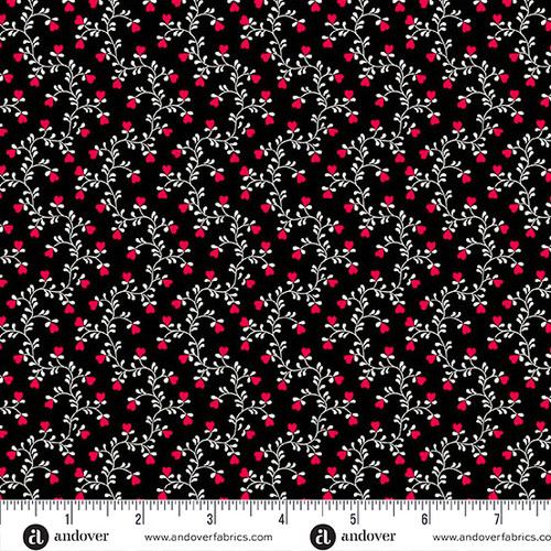 Heart and Soul by Andover Fabrics Heart Vine Black