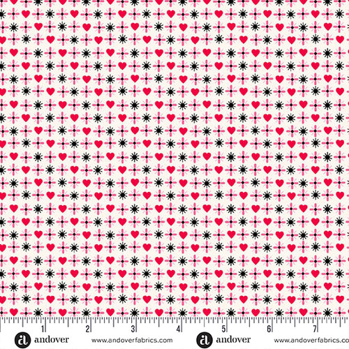 Heart and Soul by Andover Fabrics Heart and Flowers White
