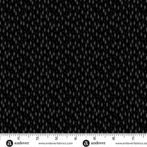 Green Leaves by Andover Fabrics Micro Ikat Black