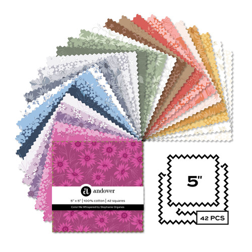 Color Me Whispered by Stephanie Organes - Twelve 5 X 5 Charm Squares - 42 Cuts Each