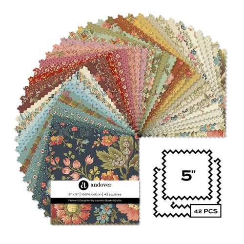 Farmer's Daughter by Laundry Basket Quilts- Twelve 5 X 5 Squares - 42 Cuts Each