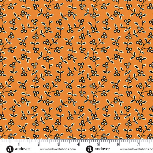 Midnight Moon by Andover Fabrics Vine Pumpkin