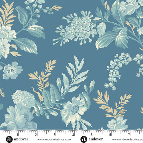 Sewing Bird by Laundry Basket Quilts Bed of Roses Indigo