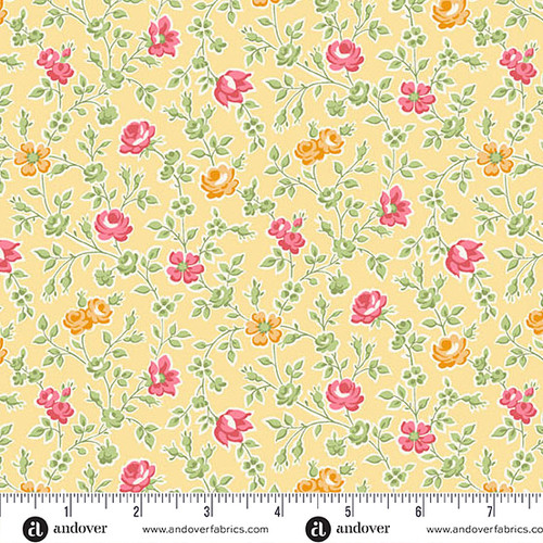 Sweet Things by Andover Fabrics Climbing Rose Yellow