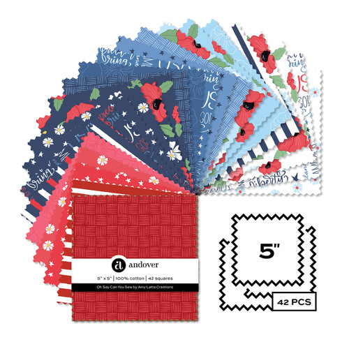 Oh Say Can You Sew by Amy Latta - Twelve 5 X 5 Charm Squares