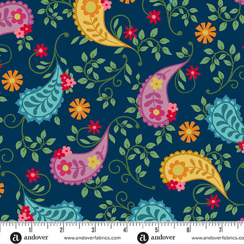 Whimsy by Kim Schaefer Grand Paisley Navy