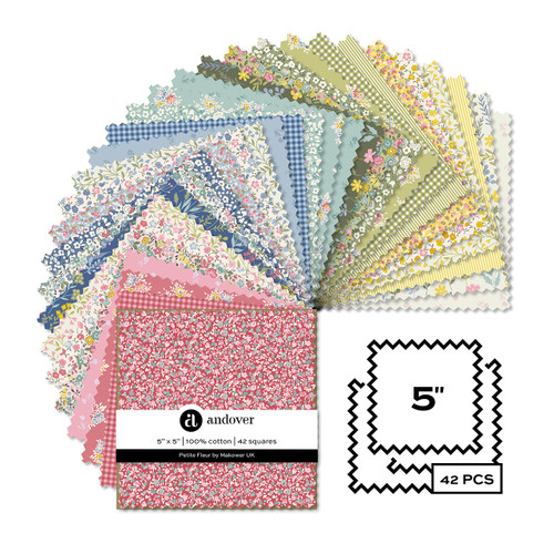 Petite Fleur - Twelve 5 X 5 Charm Squares - 42 Cuts Each