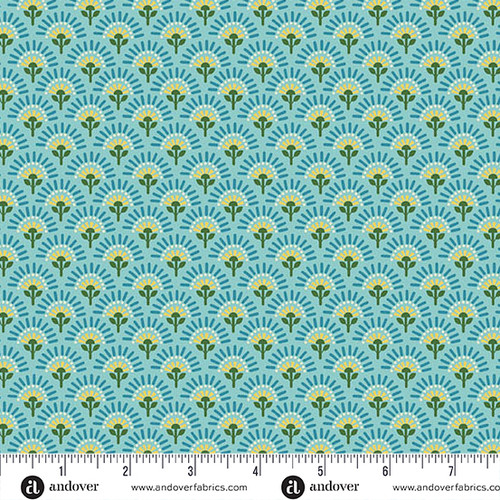 Whimsy by Kim Schaefer Flower Fan Turquoise