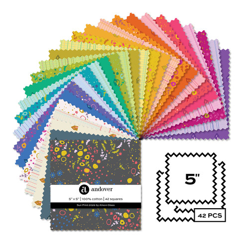 Sun Print 2026 by Alison Glass - Twelve 5x5 Charm Squares - 42 Cuts Each